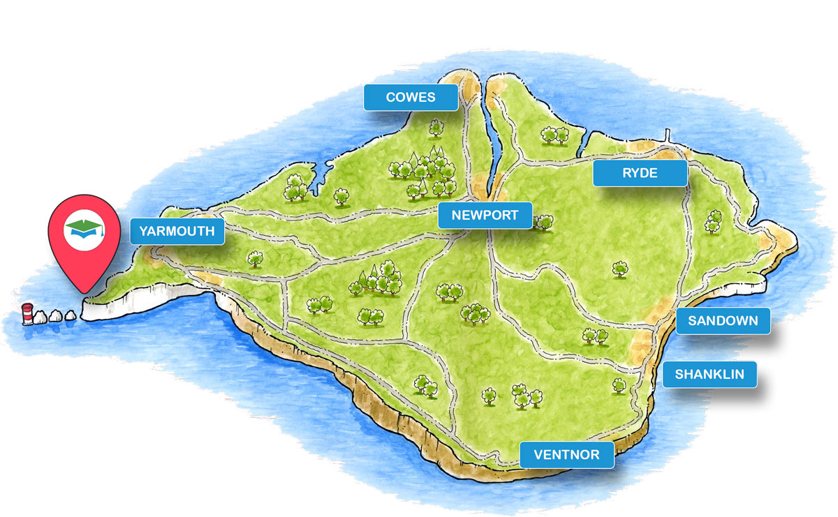 School trip Isle of Wight location map for Needles Pleasure Cruises